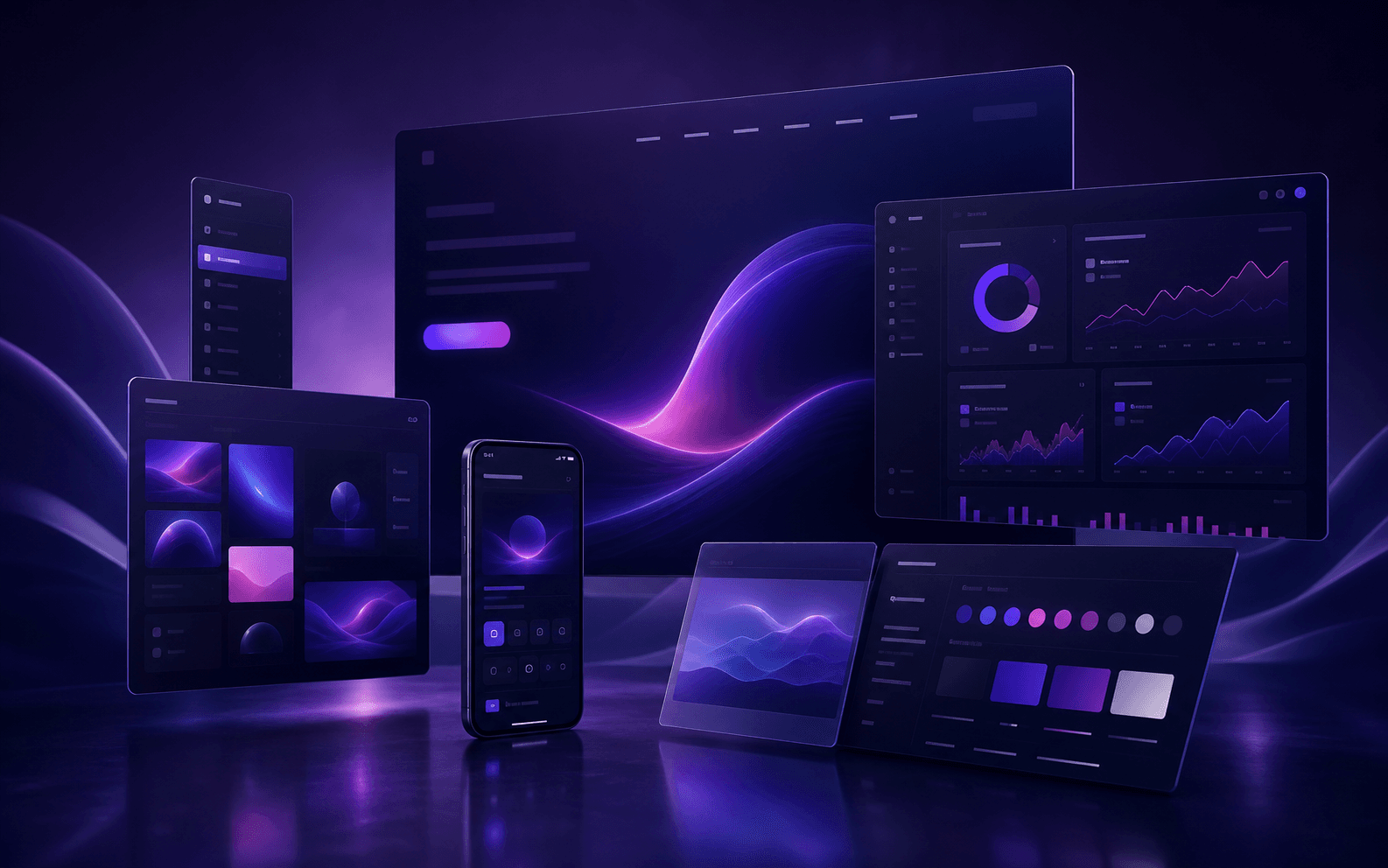 A coordinated collection of premium web, mobile, and product design interfaces